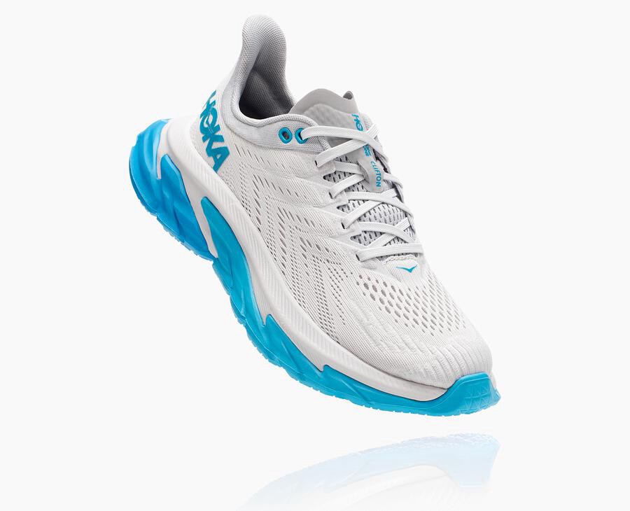 Hoka Clifton Edge - Women's Running Shoes - White/Blue - UK 562EGQZWH